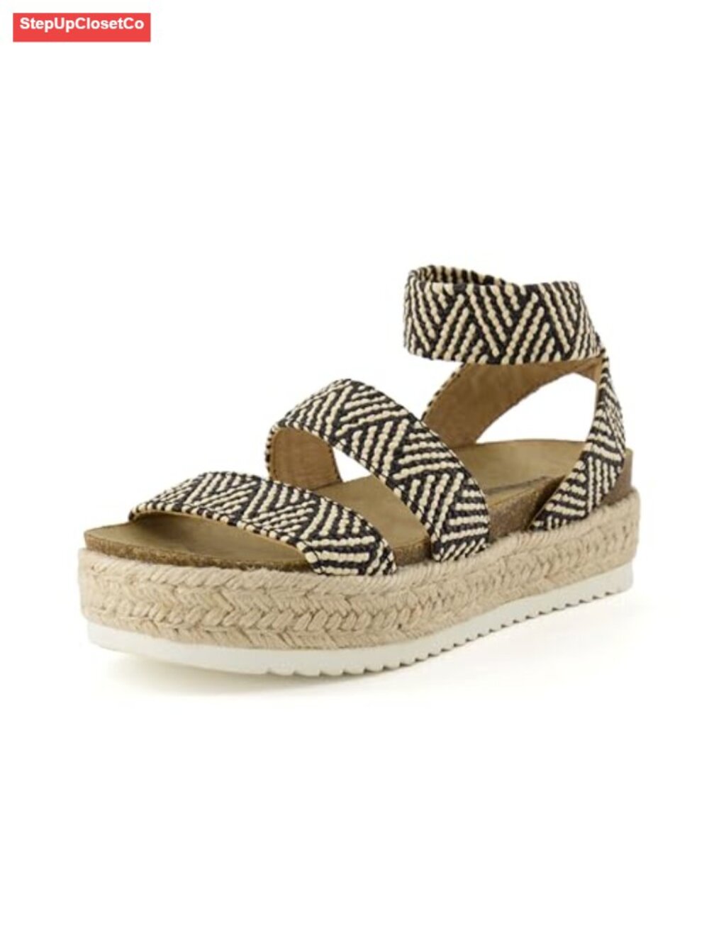 Strappy Espadrille Platform Sandals Low Wedge Heel Cushioned Footbed